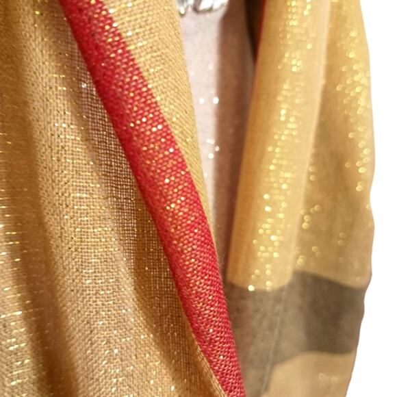 Nova Check SCARF 77x36 GOLD Sparkle Wrap Lightweight Luxury Preppy Sophisticated - Picture 4 of 10
